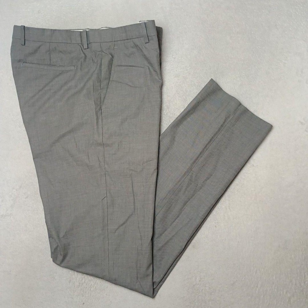 Theory Pants Men 34x34 Gray Chucker Flat Chino Cotton Straight Business Casual